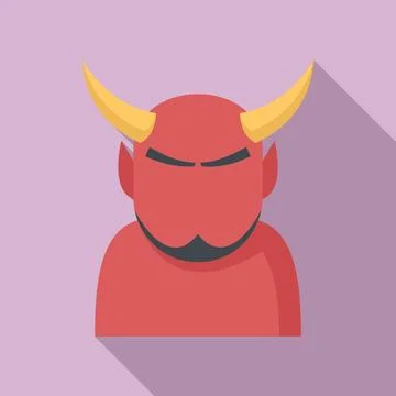 Devil man icon, flat style Stock Illustration