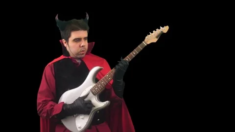 Devil man playing the guitar Stock-Footage 81993991