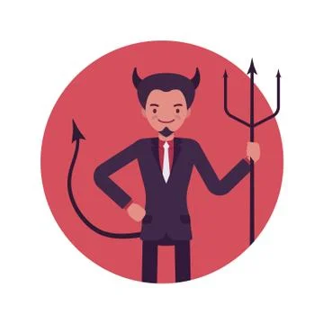 Devil man in a red circle Stock Illustration