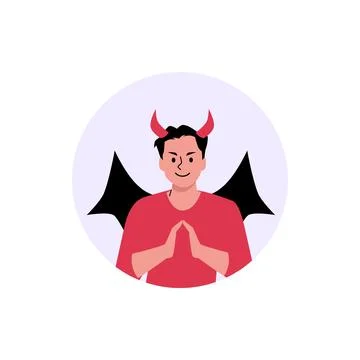Devil man, vector illustration isolated on white background. Stock Illustration