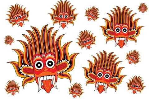 Devil mask of dancing in Sri Lanka abstract background vector drawing Illustrazione stock
