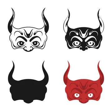 Devil mask icons set with horns isolated on white background flat design Stock-Illustration