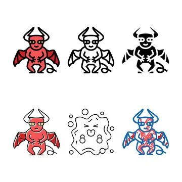 Devil monster alien color designs icon vector Illustrazione stock