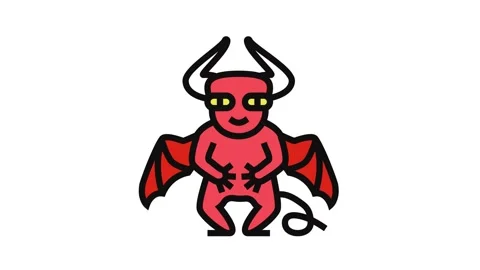 Devil monster alien color icon animation Stock Footage 326101289