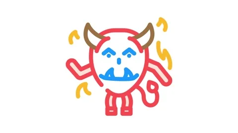 Devil monster alien color icon animation Stock Footage 327271389