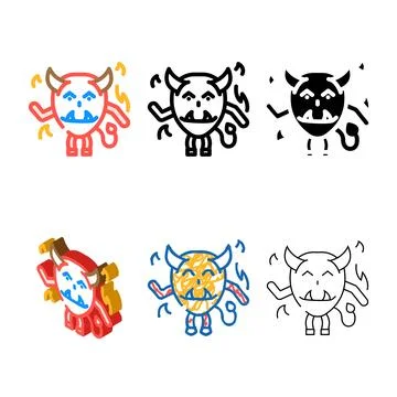 Devil monster alien designs color icon vector Illustrazione stock