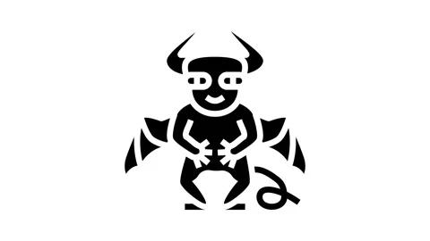 Devil monster alien glyph icon animation Stock Footage 326159163