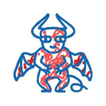 Devil monster alien icon doodle illustration Illustrazione stock