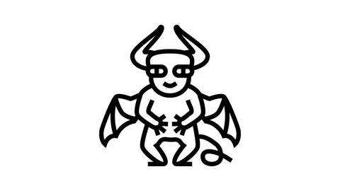 Devil monster alien line icon animation Stock Footage 326137707