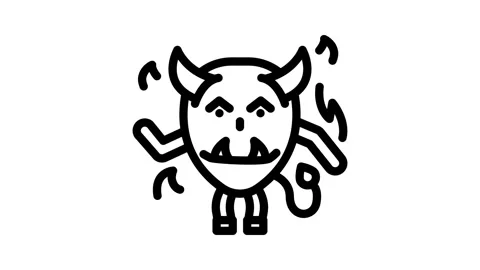 Devil monster alien line icon animation Stock Footage 326765980