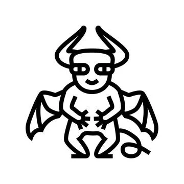 Devil monster alien line icon vector illustration Stock Illustration