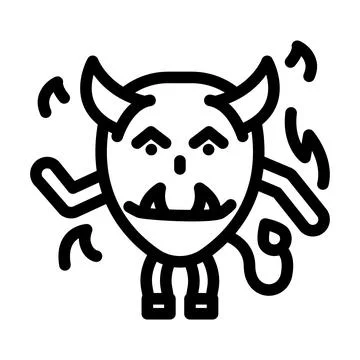 Devil monster alien line icon vector illustration イラスト素材