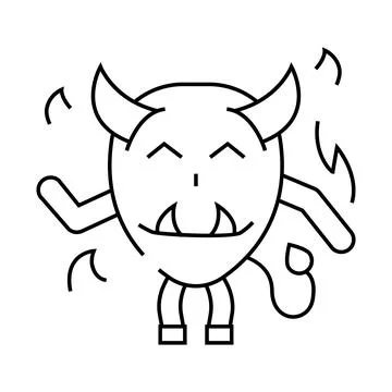 Devil monster alien line icon vector illustration Stock Illustration