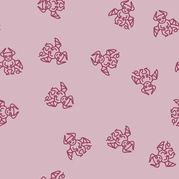 Devil monster alien line seamless pattern Stock Illustration