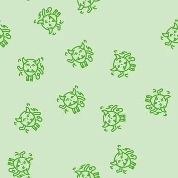 Devil monster alien line vector seamless pattern Stock Illustration