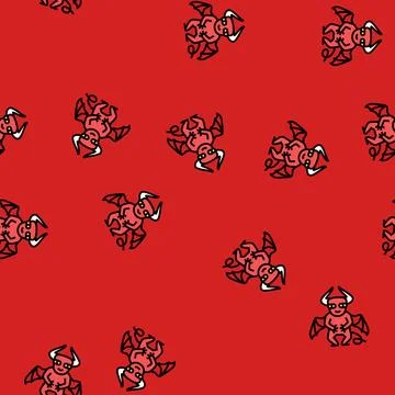 Devil monster alien vector seamless pattern Stock Illustration