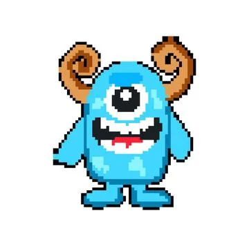 Devil monster with horns pixel art vector illustration イラスト素材