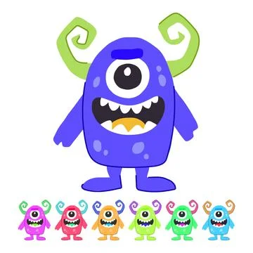 Devil monster with horns vector cartoon graphic Stock Illustration