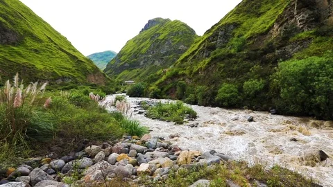 Devil Nose river panoramic view Alausi Ecuador Stock Footage 90025845