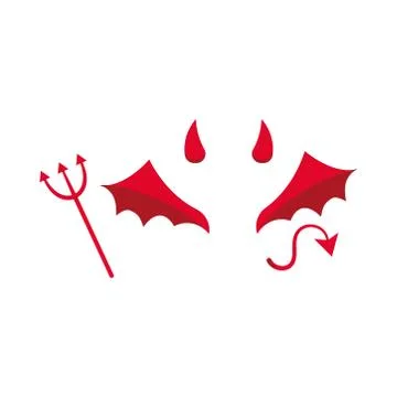 Devil or demon costume attributes icon set isolated on white background Stock Illustration