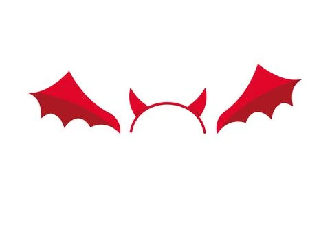 Devil or evil costume attributes icon set isolated on white background Stockillustratie