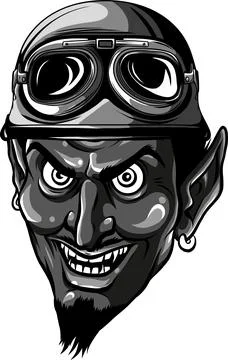 Devil or lucifer head with helmet vector monochrome vector illustration in Stockillustratie