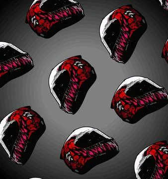 Devil pattern helmet on a red wall 스톡 일러스트