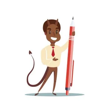 Devil with Pen. Stock Illustration