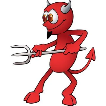 Devil with Pitchfork Halloween Cartoon Stock Illustration