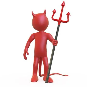Devil posing with his red and black trident Stock Illustration