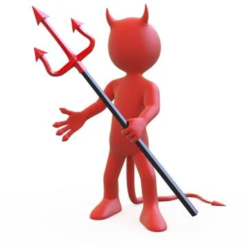Devil posing threatening with his red and black trident Stock Illustration