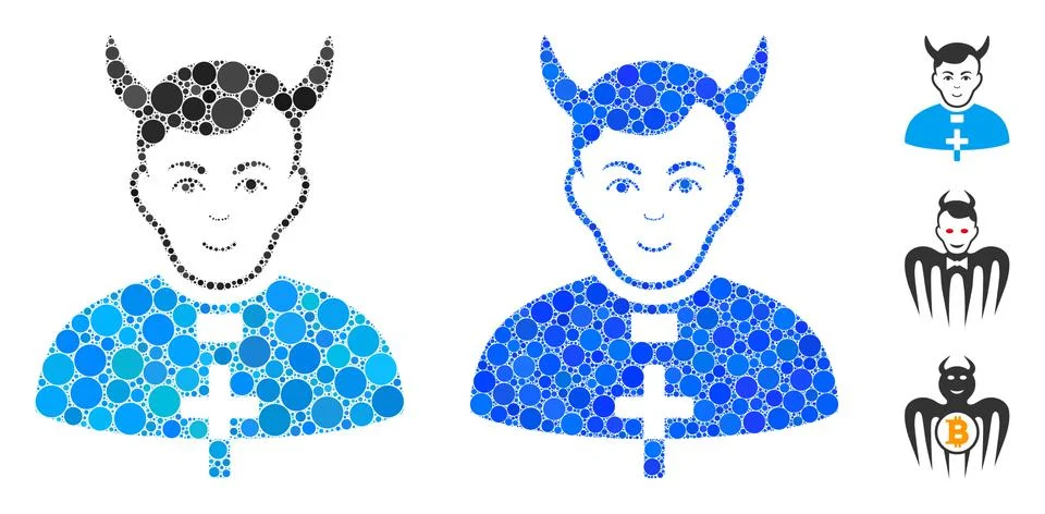 Devil Priest Composition Icon of Circles Stock Illustration