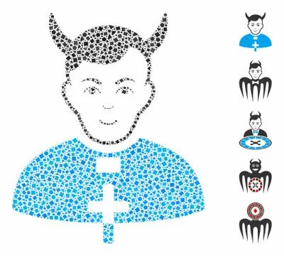 Devil priest Mosaic Icon of Tuberous Elements Stock Illustration