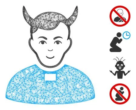 Devil Priest Web Vector Mesh Illustration Stockillustratie