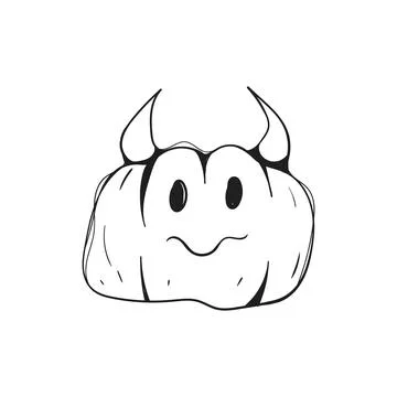 Devil Pumpkin Head Line Art Halloween Coloring Page Stock Illustration