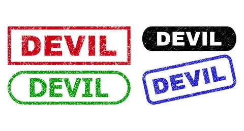 DEVIL Rectangle Watermarks with Corroded Surface 스톡 일러스트