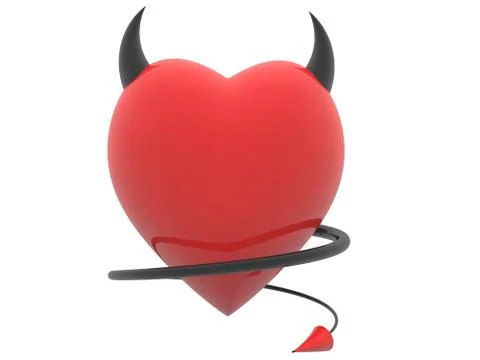 Devil red heart with horns and tail Ilustración de archivo