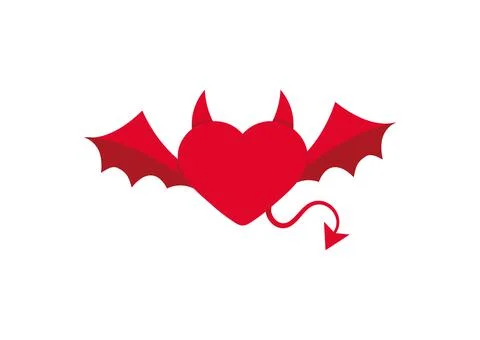 Devil red heart icon isolated on white background. Stockillustratie