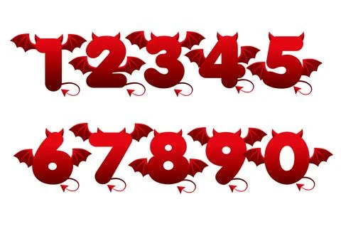 Devil red numbers with wings for ui games. Stock Illustration