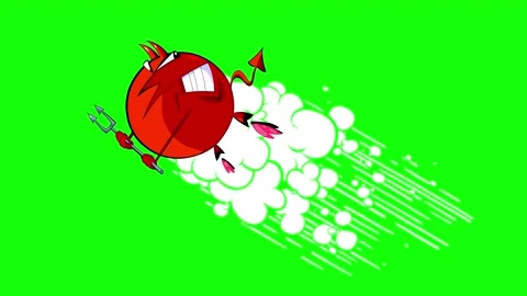 Devil rocket with smoke trail isolated green screen animation Stock Footage 345766280