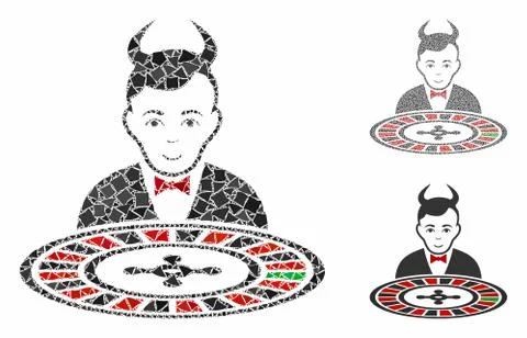 Devil roulette croupier Mosaic Icon of Ragged Parts 스톡 일러스트