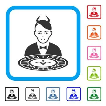 Devil Roulette Dealer Framed Joy Icon Illustration