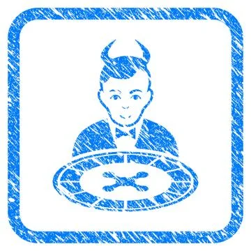 Devil Roulette Dealer Framed Stamp 库存插图