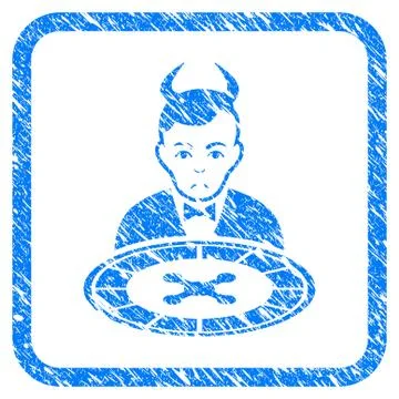 Devil Roulette Dealer Framed Stamp 库存插图