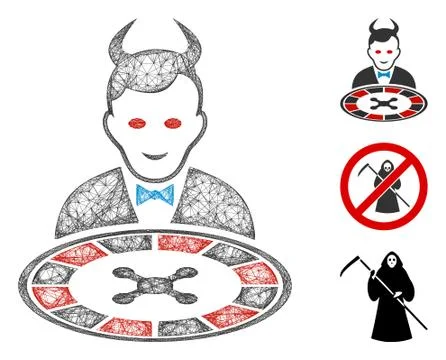 Devil Roulette Dealer Polygonal Web Vector Mesh Illustration Stock Illustration