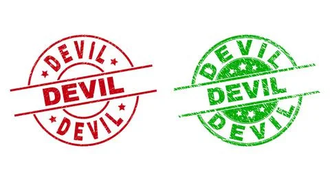 DEVIL Round Watermarks with Corroded Style 스톡 일러스트