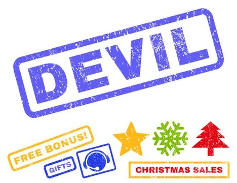 Devil Rubber Stamp 스톡 일러스트