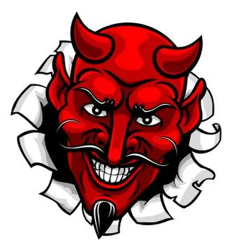 Devil Satan Evil Mascot Cartoon Face Illustrazione stock