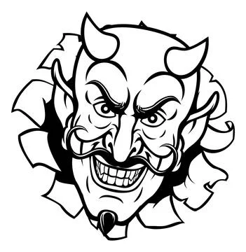 Devil Satan Evil Mascot Cartoon Face Stock Illustration