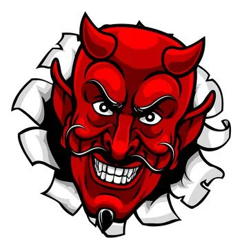 Devil Satan Evil Mascot Cartoon Face Illustrazione stock